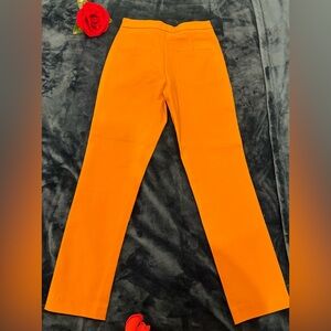 Vibrant Orange Straight-Leg Pants